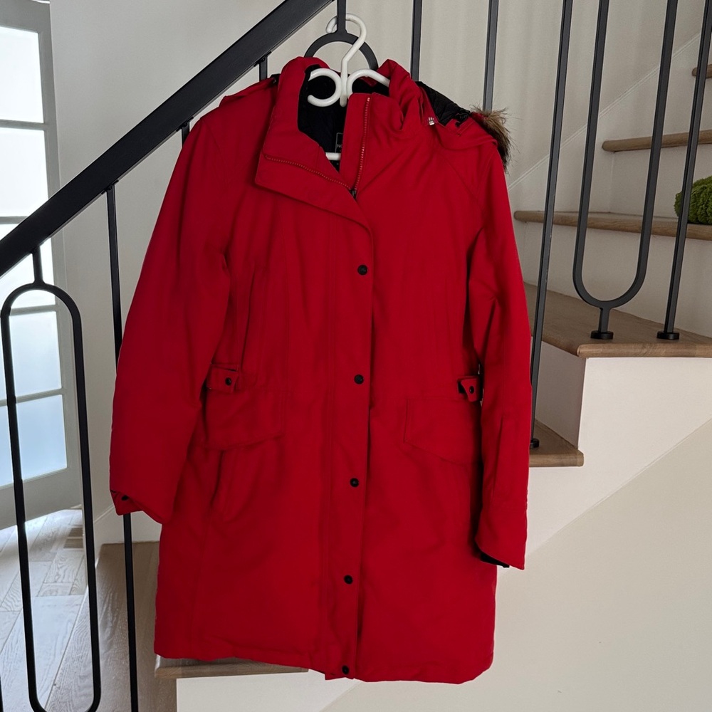 The North Face Women's Red Down Parka removable  Hood XL